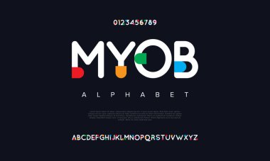 Biçimlendirilmiş modern yazı tipi ve alfabenin vektörü