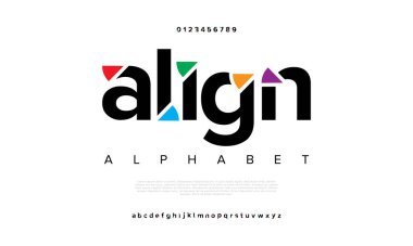 Biçimlendirilmiş modern yazı tipi ve alfabenin vektörü