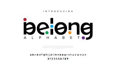 Biçimlendirilmiş modern yazı tipi ve alfabenin vektörü