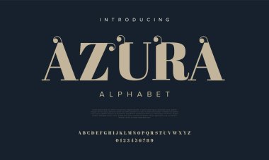 Zarif, modern, zarif alfabe harf dizaynı zarif doğrusal stil ve tırpana sahip.