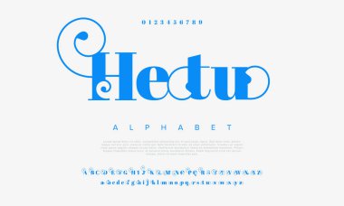 Biçimlendirilmiş modern yazı tipi ve alfabenin vektörü