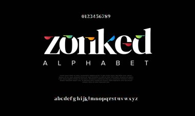 Biçimlendirilmiş modern alfabe yazı tipi, vektör illüstrasyonu