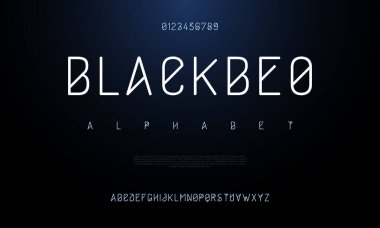 Siyah alfabe yazı tipi parlayan neon vektörü. büyük harf, sayılar ve semboller, semboller.