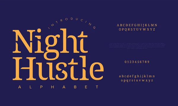 Шрифт Алфавитном Стиле Именем Night Векторный Шрифт Шрифт Этикетки Логотипа — стоковый вектор