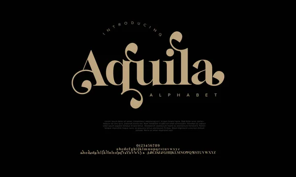 Premium Luxury Elegant Alphabet Letters Numbers Elegant Wedding Typography Classic — Stock Vector