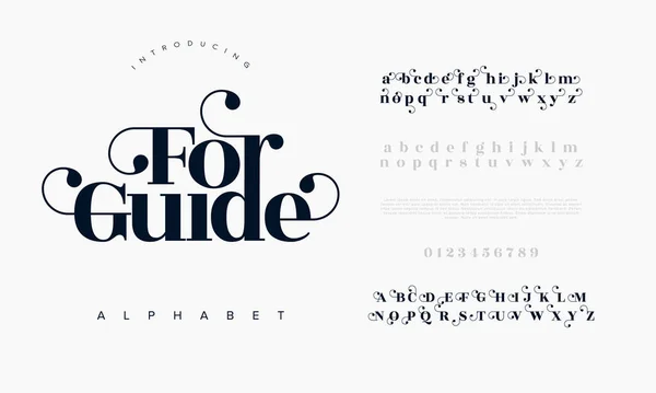 Premium Luxury Elegant Alphabet Letters Numbers Elegant Wedding Typography Classic — Stock Vector
