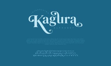 Kagura Premium lüks alfabe harfleri ve numaraları. Klasik düğün tipografisi klasik serif yazı tipi dekoratif antika. Yaratıcı vektör illüstrasyonu