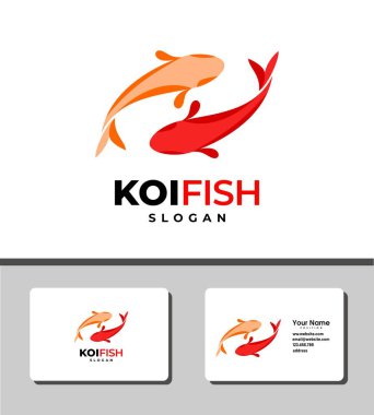  Çiftlik hayvancılık şirketleri için iki koi balığını gösteren basit ve seçkin logo şablonu tasarımı.