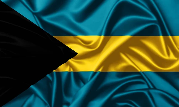 Bahamas Waving Flag Close Satin Texture Background — Stock Photo, Image