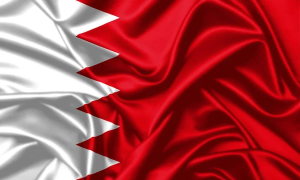Bahrain Viftande Flagga Närbild Satin Konsistens Bakgrund — Stockfoto