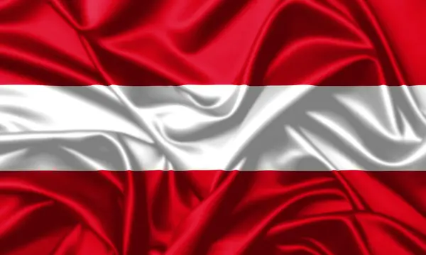 Áustria Acenando Bandeira Close Cetim Textura Seda Fundo — Fotografia de Stock