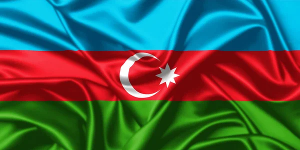 Azerbaïdjan Agitant Drapeau Gros Plan Satin Texture Fond — Photo