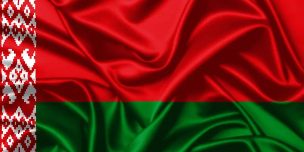 Wit Rusland Zwaaien Nationale Vlag Close Zijde Textuur Satijn Illustratie — Stockfoto