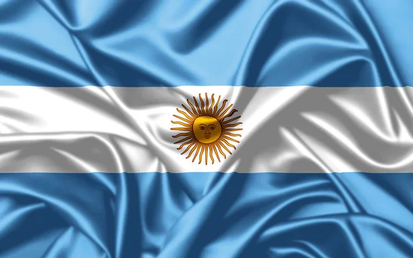 Argentina Republik Viftande Flagga Närbild Satin Konsistens Bakgrund — Stockfoto