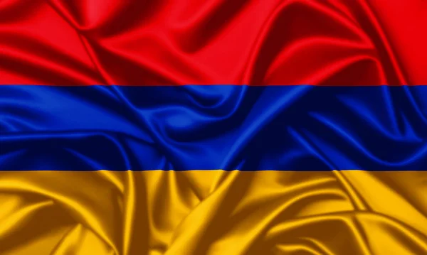 Armenia Machając Flagą Zbliżyć Satynowe Tło Tekstury Ormiański Jedwab Tekstury — Zdjęcie stockowe