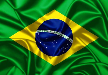 Brezilya dalgalanan bayrak yakın saten doku arkaplan