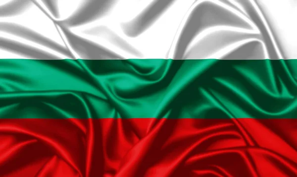 Bulgarien Viftar Flagga Närbild Satin Konsistens Bakgrund — Stockfoto
