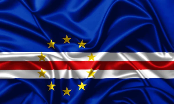 Kap Verde Viftande Flagga Närbild Satin Konsistens Bakgrund — Stockfoto