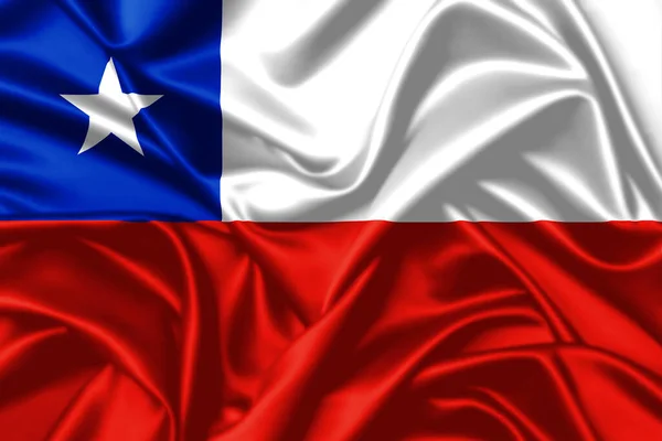 Chile Integetés Zászló Közelről Szatén Textúra Háttér — Stock Fotó