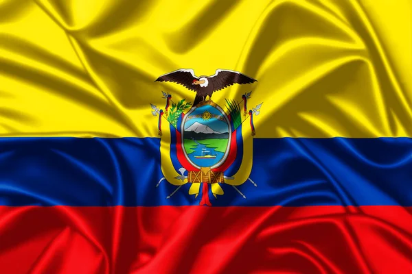 Ecuador Sventolando Bandiera Vicino Raso Texture Sfondo — Foto Stock
