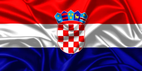 Chorwacja Macha Flagą Narodową Zbliżenie Jedwab Tekstury Satyna Ilustracja Tło — Zdjęcie stockowe