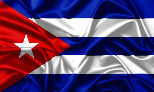 Cuba Sventolando Bandiera Chiudere Seta Texture Sfondo — Foto Stock