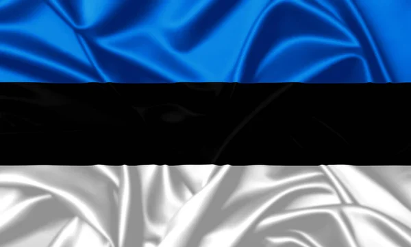 Estónia Acenando Bandeira Close Textura Seda Ilustração Imagem — Fotografia de Stock