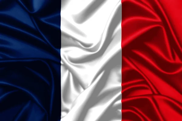 French Republic Waving Flag Close Satin Texture Background — Stock Photo, Image