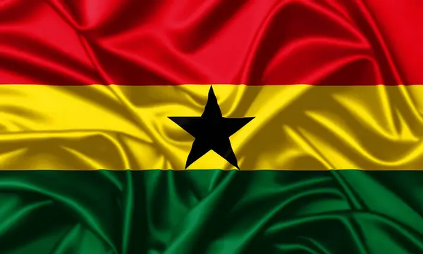 Флаг Ганы Закрывает Изображение Шелковой Текстуры — стоковое фото
