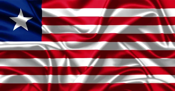 Republika Liberii Macha Flagą Bliska Satynowe Tło Tekstury — Zdjęcie stockowe