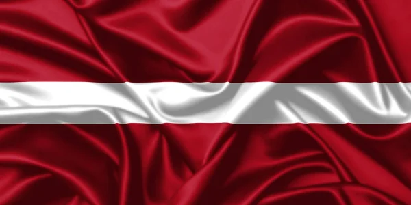 ラトビアの波の旗は絹の質の背景を閉じました — ストック写真