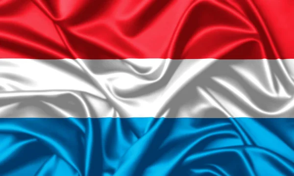 Luxemburg Viftande Flagga Närbild Satin Konsistens Bakgrund — Stockfoto