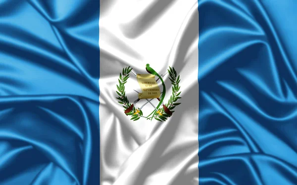 Guatemala Viftande Flagga Närbild Satin Konsistens Bakgrund — Stockfoto