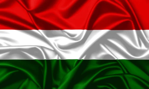 Węgry Machając Flagą Zbliżenie Jedwabne Tekstury Tła — Zdjęcie stockowe