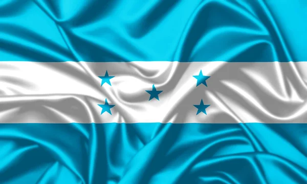 Honduras Viftande Flagga Närbild Satin Silke Konsistens Bakgrund — Stockfoto