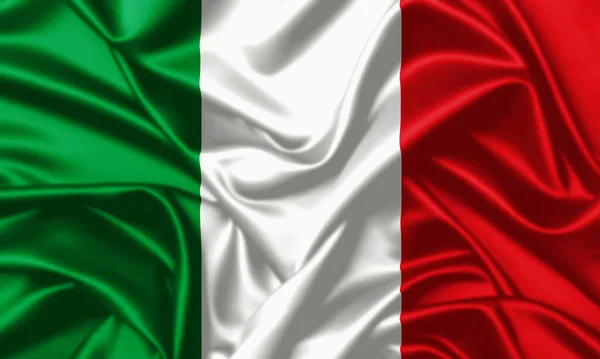Italien Viftande Flagga Närbild Silke Satin Konsistens Bild — Stockfoto