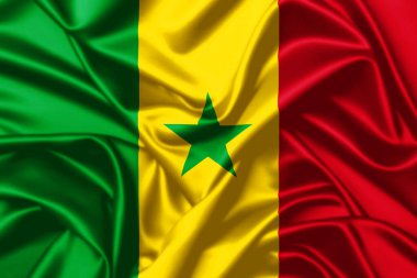Senegal dalgalanan bayrak saten doku arkaplanını kapat