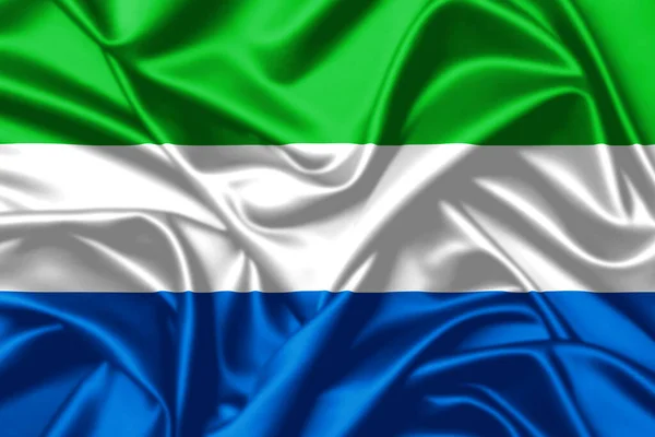 Sierra Leone Waving Flag Close Satin Texture Background — Stock Photo, Image
