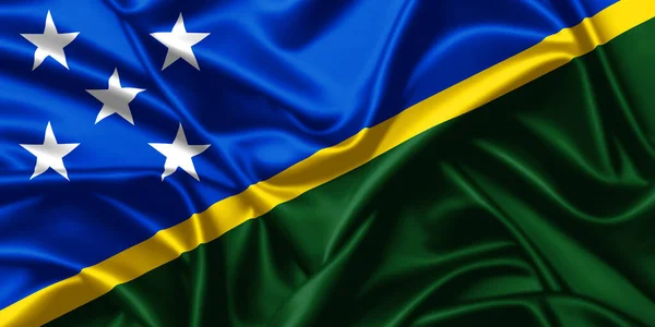 Solomon Island Waving Flag Close Satin Texture Background — Stock Photo, Image