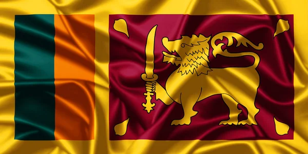 Sri Lanka Agitant Drapeau National Gros Plan Soie Texture Satin — Photo