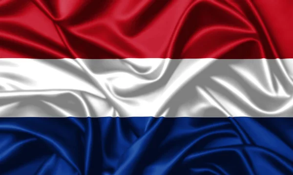 Нидерланды Размахивая Флагом Закрыть Атласная Текстура Фона — стоковое фото