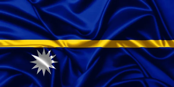 Nauru Macha Flagą Zbliżenie Satynowe Tło Tekstury — Zdjęcie stockowe
