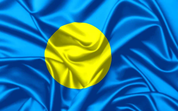 Palau Macha Flagą Zbliżenie Satynowe Tło Tekstury — Zdjęcie stockowe
