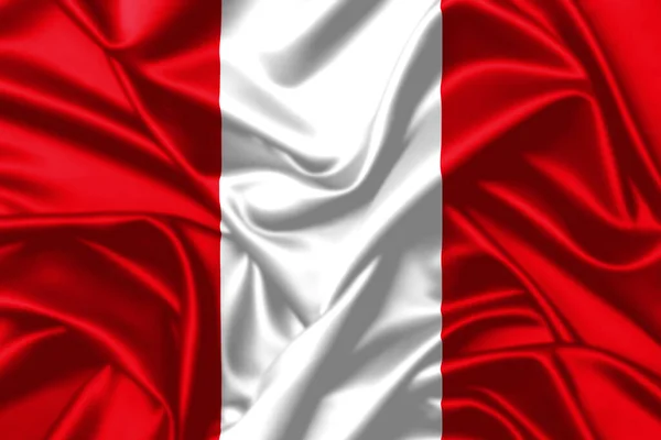 Peru Schwenkt Flagge Nahaufnahme Satin Textur Hintergrund — Stockfoto