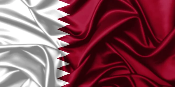 Катар Размахивая Флагом Закрыть Атласная Текстура Фона — стоковое фото