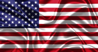 ABD bayrağı sallıyor, arka planda saten kumaş var. Amerikan bayrağı sallıyor