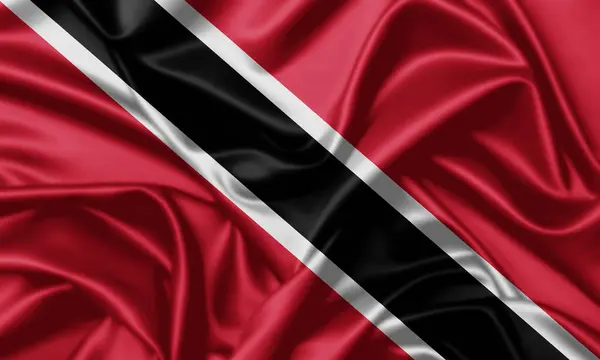 Trinidad Tobago Waving Flag Close Satin Texture Background — Stock Photo, Image