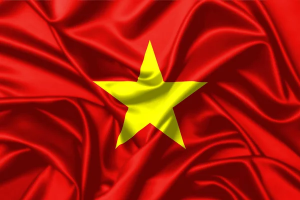 Wietnam Machając Flagą Zbliżyć Satynowe Tło Tekstury — Zdjęcie stockowe