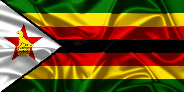 Ulusal bayrak sallayan Zimbabwe Cumhuriyeti ipek desenli saten resimleme arkaplanını kapatın