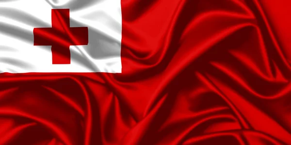 Tonga Acenando Bandeira Fechar Cetim Textura Fundo — Fotografia de Stock